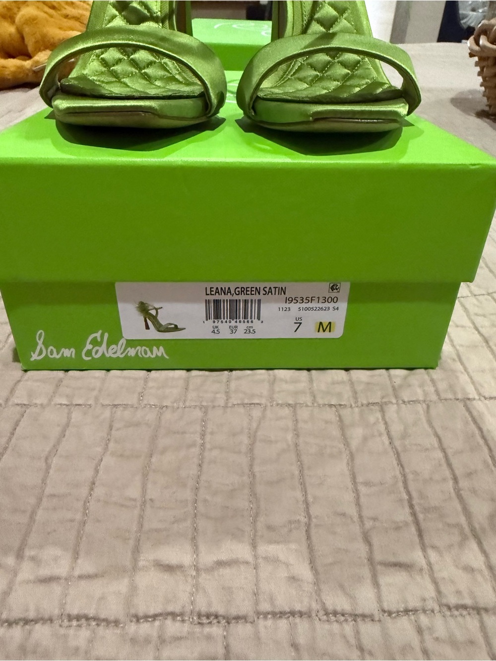 Sam Edelman Green Satin Floral Ankle-Strap Heels - Picture 3 of 4
